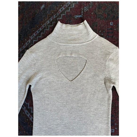 RARE Temperley London Cut Out Ribbed Turtleneck Sweater | Size Small | Gray - Picture 5 of 7